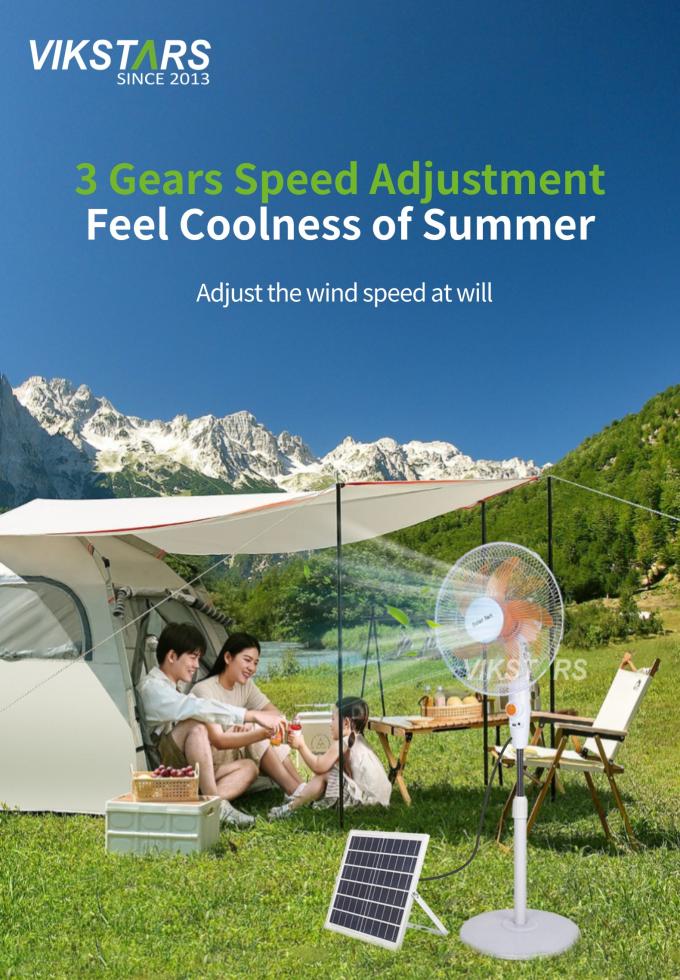 پنکه ایستاده خورشیدی 16 اینچی با انرژی خورشیدی برای استفاده در خانه های کمپینگ 13