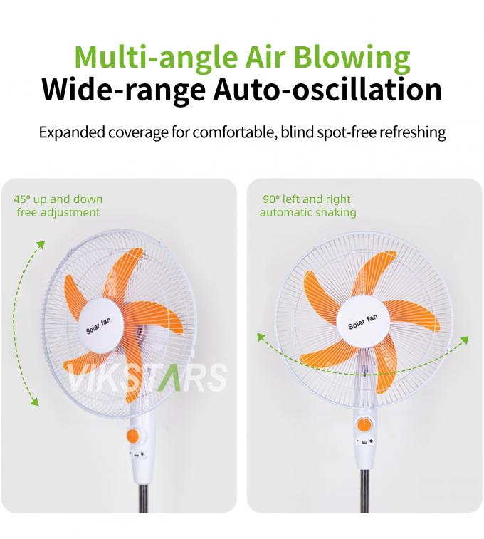 پنکه ایستاده خورشیدی 16 اینچی با انرژی خورشیدی برای استفاده در خانه های کمپینگ 15
