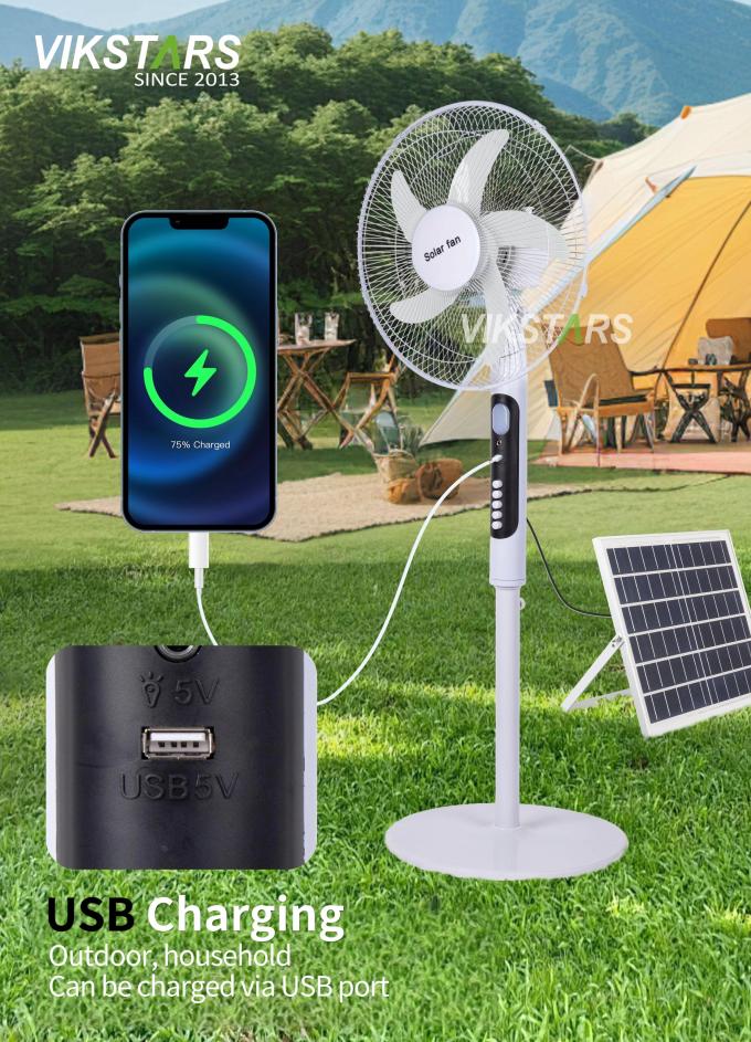 فن ایستاده خورشیدی 16 اینچ با نور صرفه جویی در انرژی برای ماهیگیری در فضای باز 11