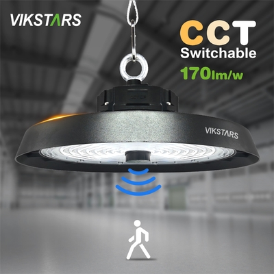 170lm / w چراغ های UFO با نور بالا پشتیبانی 3CCT با سنسور حرکت لامپ های صنعتی انبار